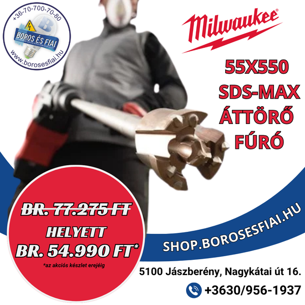 MILWAUKEE 4932492056 SDS-Max Áttörő fúró TCT 55 x 550 mm 1db